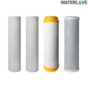 ชุดไส้กรองน้ำ ขนาด 10″ จำนวน 4 ชิ้น (PP+PP+Resin+CTO) สำหรับบรรจุในกระบอกกรองน้ำเฮ้าส์ซิ่ง