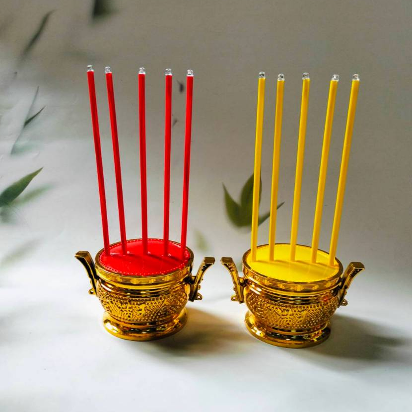 5ดอกLED กระถางธูปหลอดLED   ความยาว 21 cm ใส่ถ่านขนาด 2A  ประหยัดไฟและมีอายุการใช้งานยาวนาน No.3565