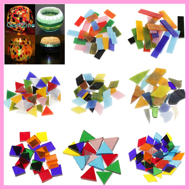 [NANA] Pack of 160g Assorted Color Clear Glass Mosaic Tiles for DIY Crafts Square