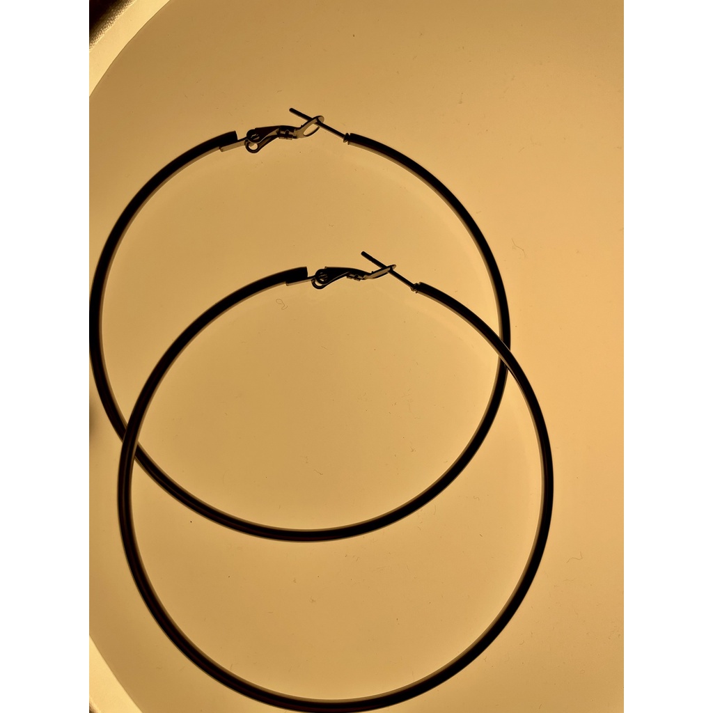 | ต่างหูห่วงใหญ่ งานสแตนเลส สายฝอ (18k gold plated)  thin hoop earrings