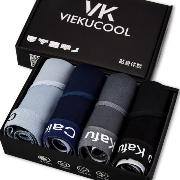 กางเกงในชาย VIEKUCOOL 1 กล่อง = มี 4 ตัวสีและแบบตามภาพ พร้อมกล่อง พร้อมส่ง (ขอบทองแบบสั้น 4 )