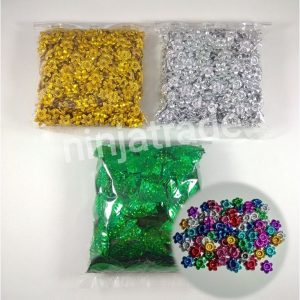 ลูกปัดดอกพิกุล เงิน,ทอง, คละสี คัดเกรด ใบไม้เขียว (20,50,100กรัม)