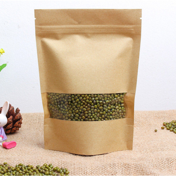 ถุงคราฟท์ สีน้ำตาล หน้าต่างใส ตั้งได้  (50ใบ)