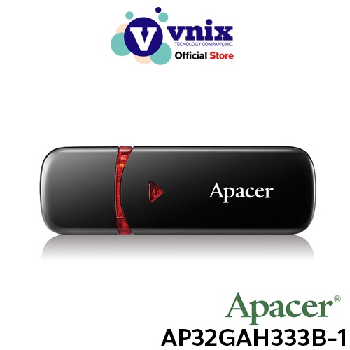 Apacer รุ่น AH333 (AP32GAH333B-1) แฟลชไดร์ฟ ความจุ 32GB สีดำ
