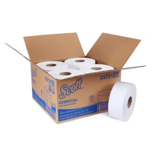 SCOTT กระดาษชำระม้วนใหญ่ สก๊อตต์ เอสเซนเชี่ยล จัมโบ้ โรล ทิชชู่ หนา 1 ชั้น รหัสสินค้า 03721 12 ม้วน ม้วนละ 620 เมตร