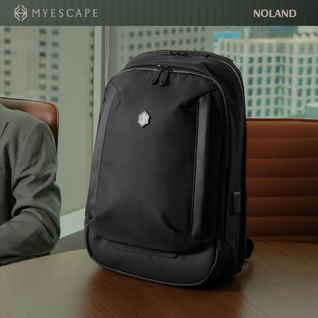 MYESCAPE NOLAND กระเป๋าเป้ทำงาน กระเป๋าเป้สะพายหลังกันน้ำใส่โน๊ตบุ๊ค 15.6 นิ้ว แท็บเล็ต 11 นิ้ว พร้อมช่อง USB ชาร์จในตัว