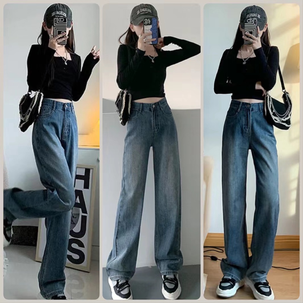 Bella กางเกง  ขากระบอก ดาราใส่เยอะ กางเกงยีนส์แฟชั่น ทรงสวย✨พร้อมส่งจากกทม มาถึงใน 3-5 วัน