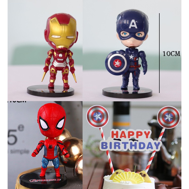 Iron Man กัปตันอเมริกา Spiderman Marvel Avengers รูปปั้นเค้ก Topper / วันเกิด Party Baby Shower