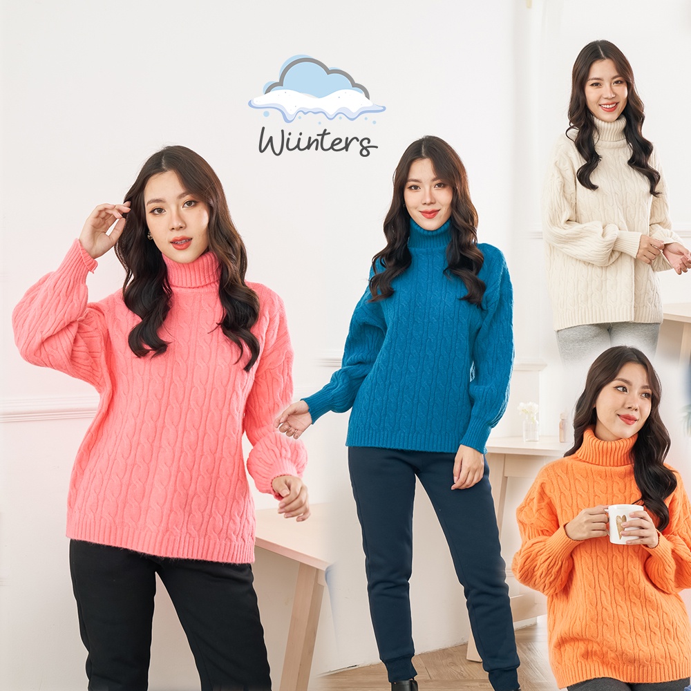 4 สี อก 40-44″ [ Charlotte Sweater – F33 ] เสื้อไหมพรมคอเต่า เสื้อไหมพรม หนา นุ่ม กันหนาว