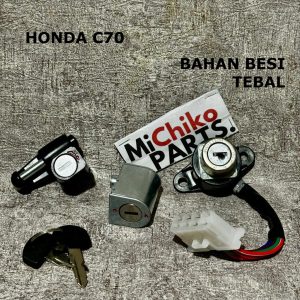 ชุดกุญแจจุดระเบิด Assy Handlebar พวงมาลัยหมวกกันน็อค Handle วัสดุเหล็ก Honda C70 C 70 MK2 ผู้ถือหมวกกันน็อค