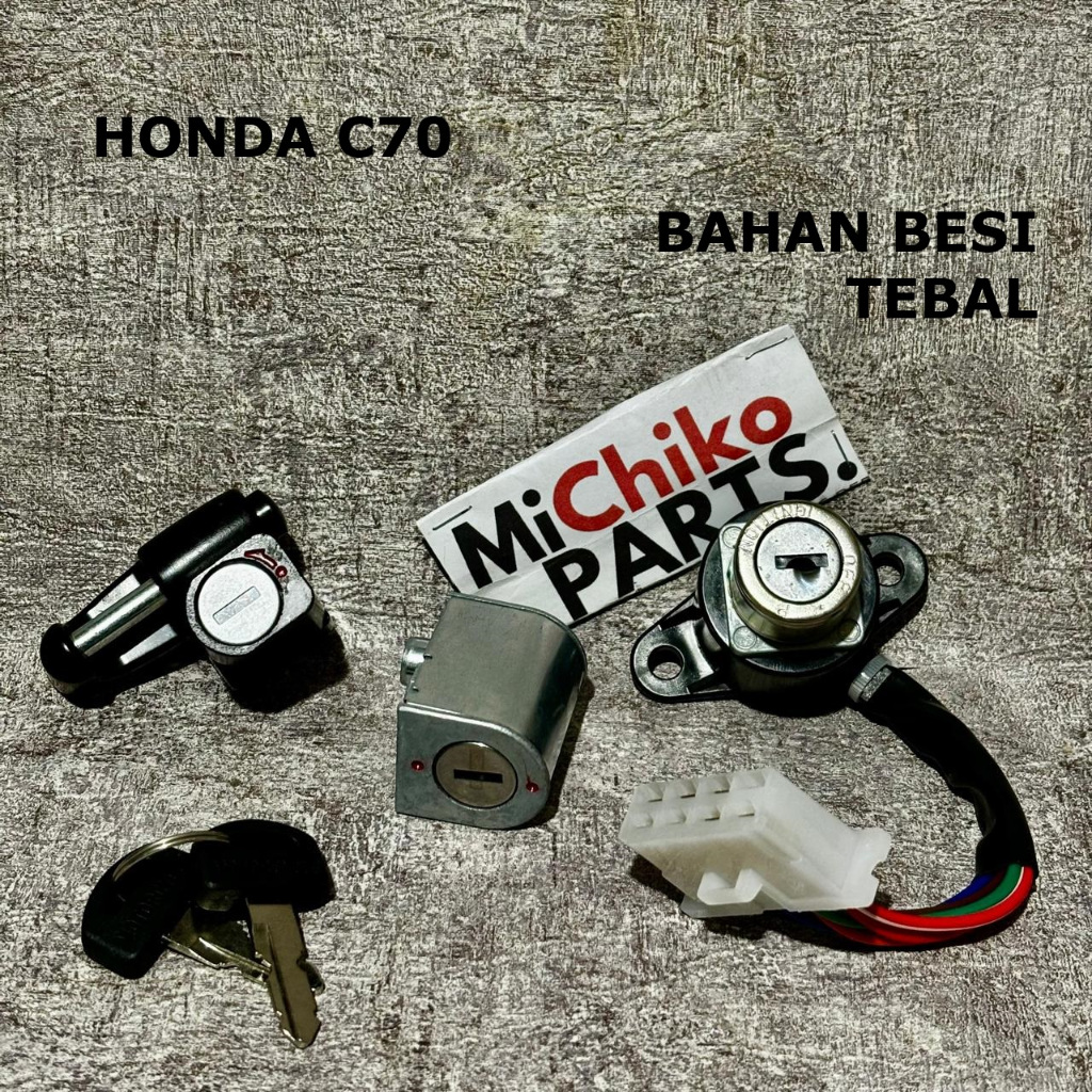 ชุดกุญแจจุดระเบิด Assy Handlebar พวงมาลัยหมวกกันน็อค Handle วัสดุเหล็ก Honda C70 C 70 MK2 ผู้ถือหมวกกันน็อค