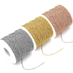 5 ม. / ถุง ผู้หญิง สร้อยคอ ไทเทเนียม เหล็ก โซ่บาง สเตนเลส คลิปด้านข้าง โซ่ลูกปัด การกักเก็บสี ชุบสูญญากาศ