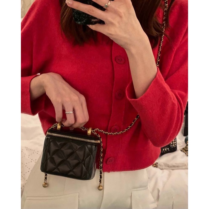 กระเป๋าสะพายไหล่ แต่งสายโซ่ ขนาดเล็ก แบบพกพา เหมาะกับใส่ลิปสติก สําหรับผู้หญิง 2024