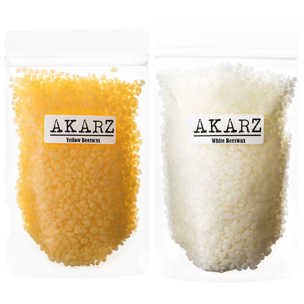 AKARZ สีเหลือง/สีขาวขี้ผึ้ง ( 50g/105g ) ออร์แกนิกธรรมชาติและบริสุทธิ์เกรดเครื่องสําอางสําหรับ DIY Lip Balms โลชั่นเทียน Bees Wax Pastilles
