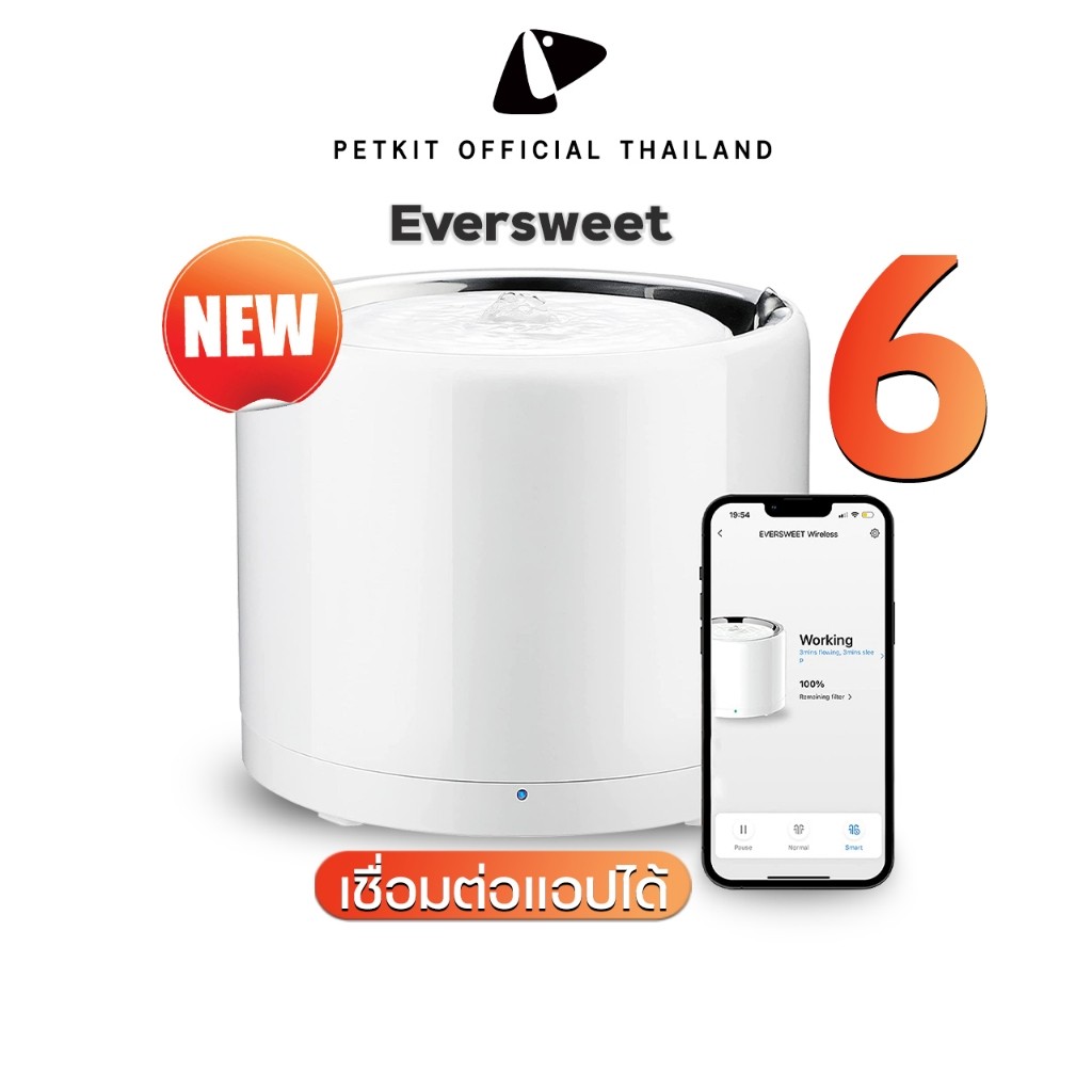 PETKIT Eversweet  3Pro Wireless Water Fountain ประกันศูนย์ไทย1ปี น้ำพุแมวอัตโนมัติ 3โปร ปั๊มน้ำไร้สาย