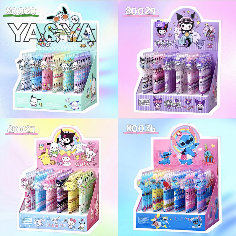 0.5mm ปากกาเจลลายการ์ตูน ปากกา พร้อมส่งในไทย48ตัวค่ะ(สีดำค่ะ)