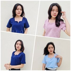 เสื้อคอหยักฮานาโกะแต่งมุกเม็ดๆ150฿