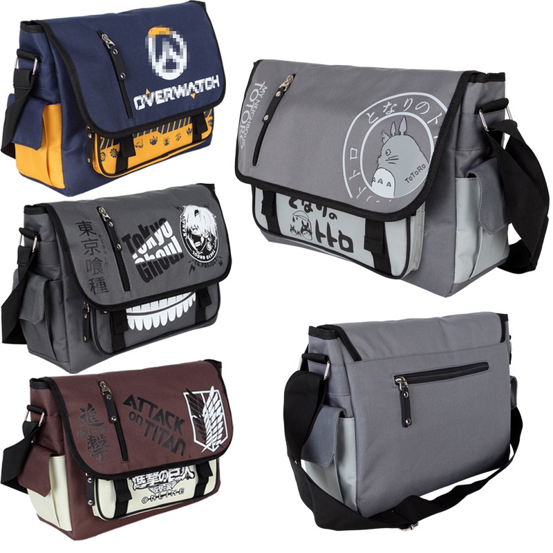 กระเป๋าเป้สะพายหลัง กระเป๋าสะพายไหล่ พิมพ์ลายการ์ตูนอนิเมะ Tokyo Ghoul Attack Investigation Overwatch My Neighbor Totoro แฟชั่นยอดนิยม สไตล์ญี่ปุ่น สําหรับผู้ชาย และผู้หญิง