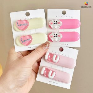 COD กิ๊บติดผมกรอบวงรีลายการ์ตูนหัวใจน่ารักเกาหลีหน้าม้าคลิปด้านข้างแฟชั่นหวานนักเรียนเครื่องประดับผมเด็กผู้หญิง-det