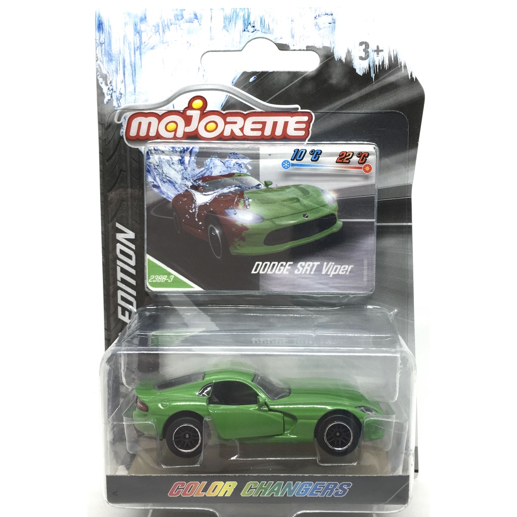 Majorette Dodge SRT Viper – Color Changer Series – Green Color /Wheels D6CS /scale 1/60 (3 inches) Package with Card
