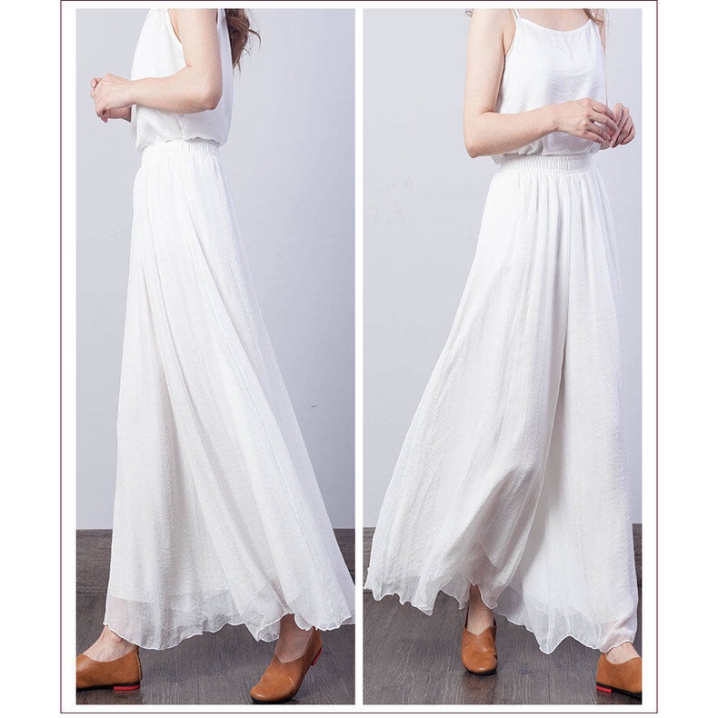 Ruidiandian Women’s Chiffon Loose Wide-Leg Pants เอวสูงกางเกงลําลองบาง