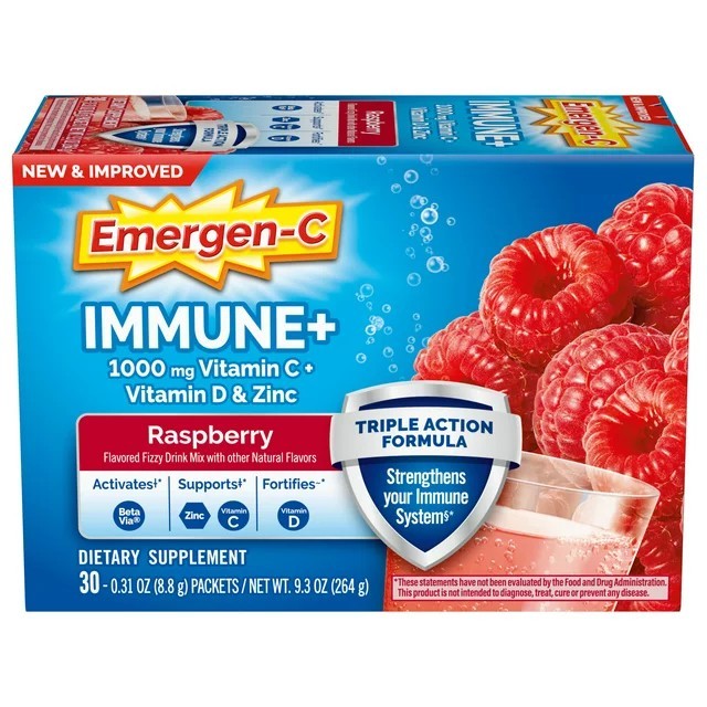พร้อมส่ง Emergen-C Immune+ Triple Action 1000Mg Vitamin C, B Vitamins, Vitamin D 30ซอง