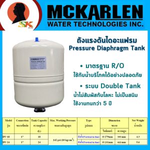 MCKARLEN ถังแรงดันไดอะแฟรม สำหรับปั๊มน้ำ ความจุ 18-24 ลิตร ทนแรงดันสูงสุด 10 บาร์