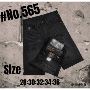 กางเกงยีนส์ขาสั้น ผู้ชาย ทรงเดฟ ผ้ายืด สีดำผ้า ฟอกนิ่ม ยีนส์ขาด SKINNY เป้าซิปและกระดุมSize 28-44