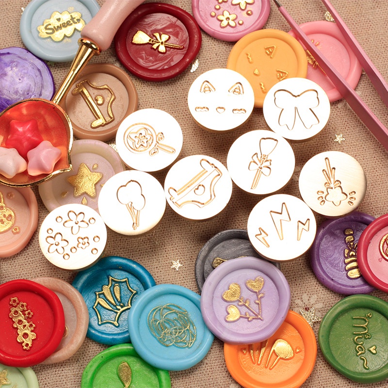 2.2cm มินิปิดผนึกขี้ผึ้งแสตมป์หัวทาสีแสตมป์หัว DIY คลิปอาร์ตเวิร์กบัตรเชิญคริสมาสต์ตกแต่งหัตถกรรม