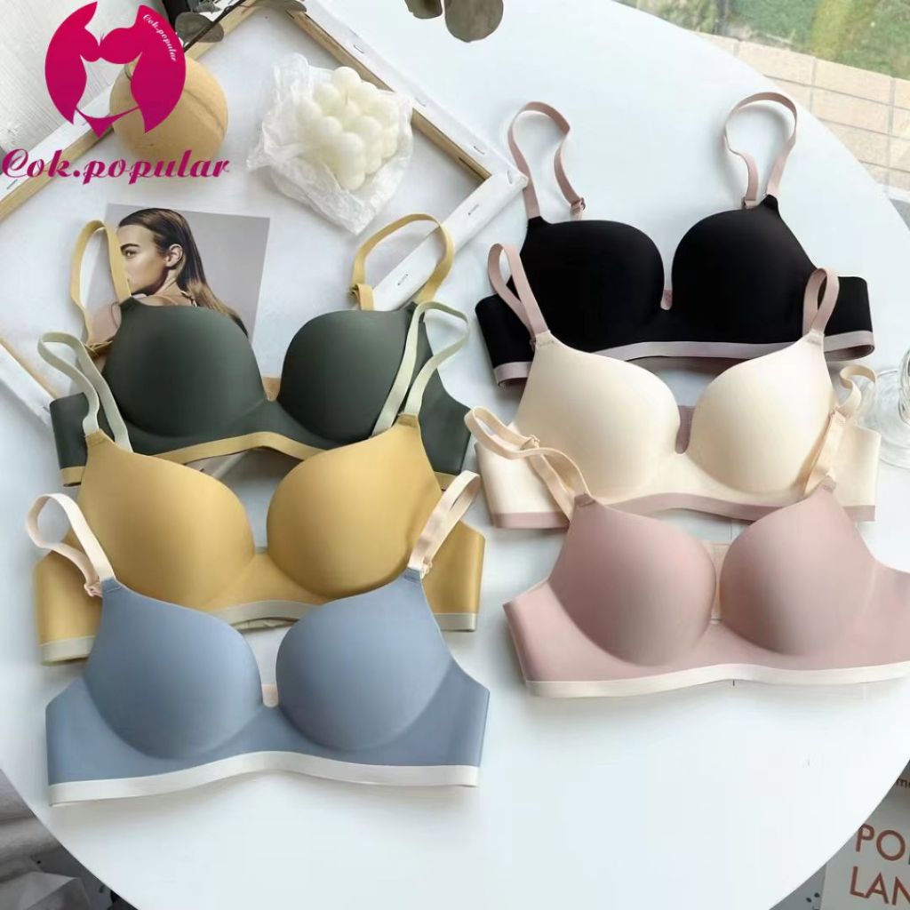 #098 (มี6สี) เสื้อชั้นในสตรี บราปีกนกดันทรง บราไร้โครง เหมาะสำหรับสาวคัพ COK