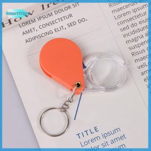 Utzn> พวงกุญแจแว่นขยาย ความละเอียดสูง แบบพกพา ขนาดเล็ก สีส้ม สําหรับผู้สูงอายุ