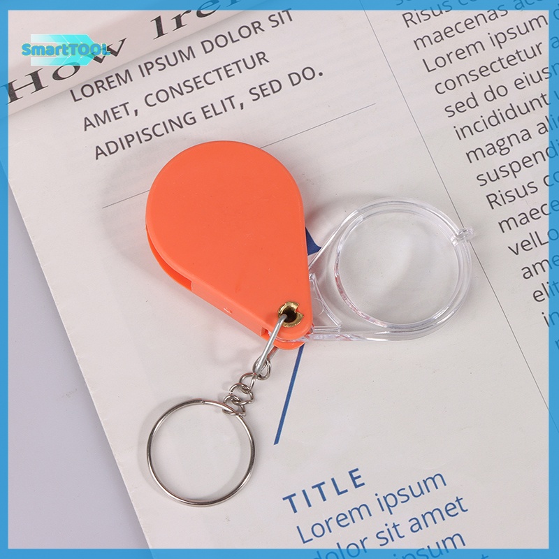 Utzn> พวงกุญแจแว่นขยาย ความละเอียดสูง แบบพกพา ขนาดเล็ก สีส้ม สําหรับผู้สูงอายุ