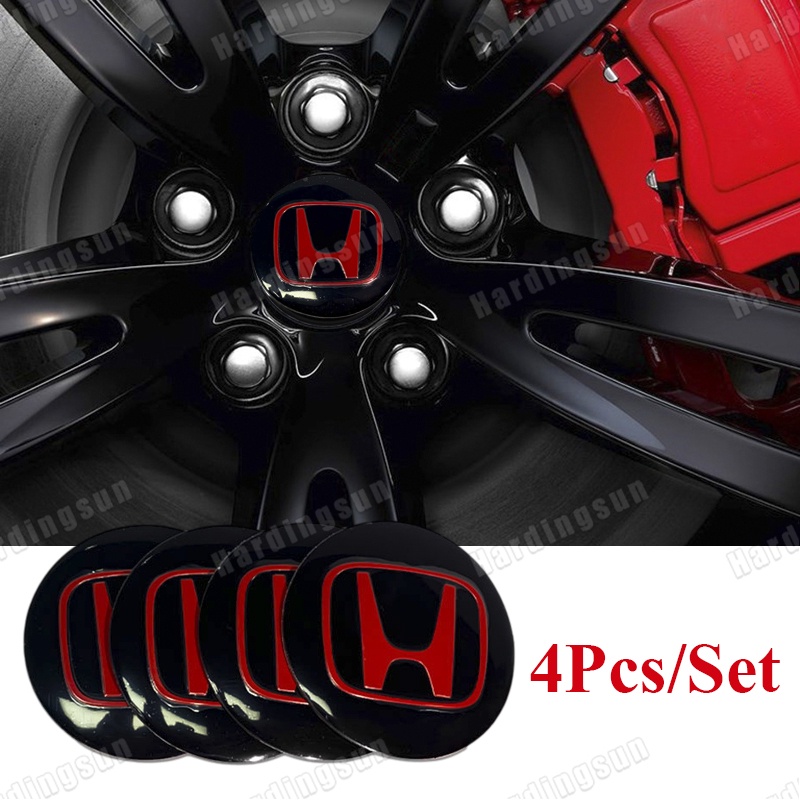 สติกเกอร์อลูมิเนียม ลายโลโก้สัญลักษณ์ ขนาด 56 มม. สําหรับตกแต่งล้อรถยนต์ Honda Accord Civic City HRV CRV Beat Jazz Crosstour Odyssey Insight จํานวน 4 ชิ้น ต่อชุด