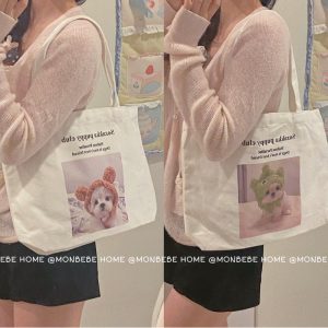 กระเป๋าผ้า สไตล์เกาหลี สุนัขน่ารัก แฟชั่นมา พร้อมส่ง