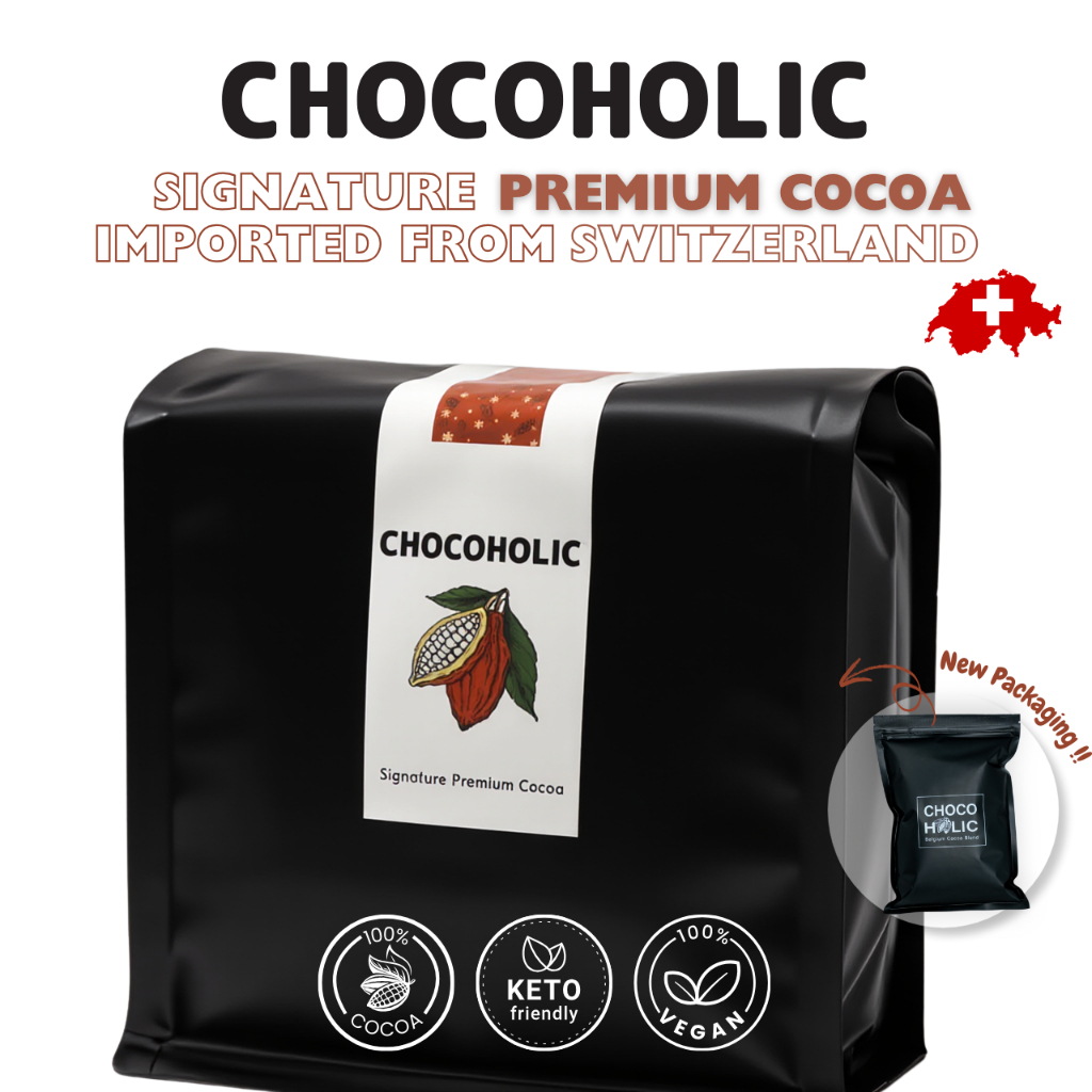 ผงโกโก้ 100% เข้มข้น หอมมัน Chocoholic Premium Cocoa 500g