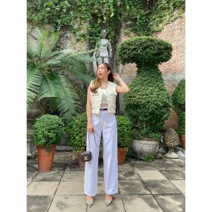 SR078 กางเกงยีนส์ ยีนส์พี่หมวย Saran – กระบอกสีขาวไวท์ช็อก