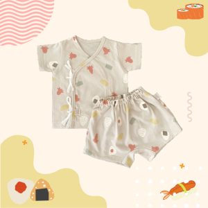 Tiny Nest Basic Set เซ็ทเสื้อผูกหน้าแขนสั้น & กางเกงขาสั้น เด็กอ่อน แรกเกิด ขนาด 0-3 เดือน
