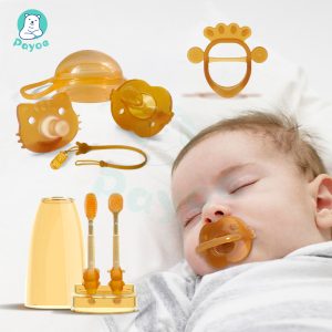 PAYOE จุกหลอกซิลิโคน ชุดสามชิ้น สำหรับเด็ก จุกนมหลอก แถมฟรีกล่องเก็บกับสายคล้อง จุกดูดนม จุกนมหลอก จุกหลอกซิลิโคน