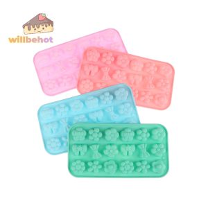 [WillbehotT] แม่พิมพ์ซิลิโคน รูปโบว์ ดอกไม้ 18 ช่อง สําหรับทําพุดดิ้ง น้ําแข็ง บิสกิต ขนมหวาน เค้กฟองดองท์ 1 ชิ้น [ใหม่]