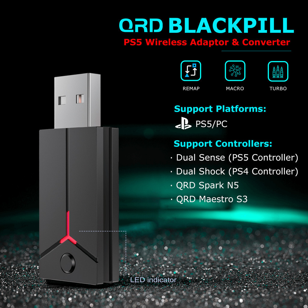 Qrd BLACKPILL PS5 ไร้สาย Adaptor และ Converter สําหรับ QRD Spark N5/QRD Maestro S3/Arcade Stick/Original Dualshock4 PS4 Controller
