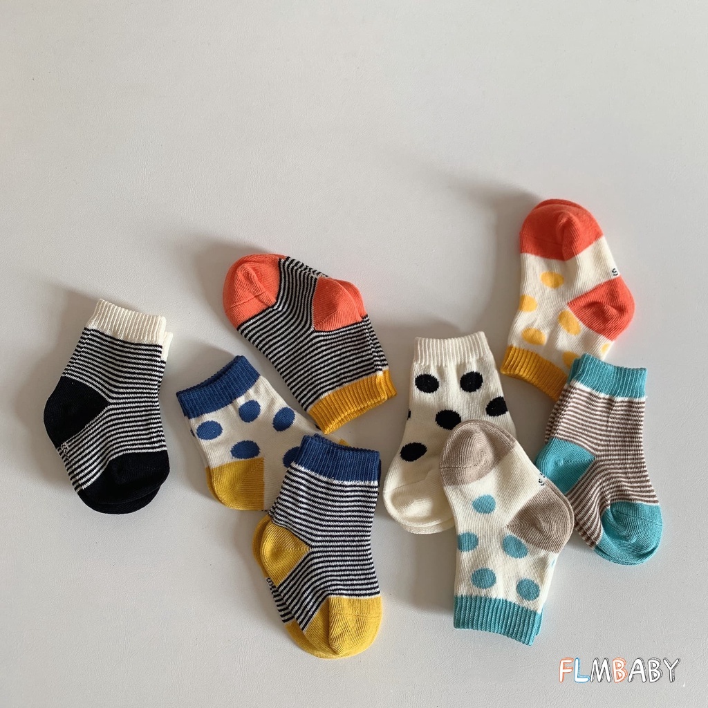 ถุงเท้า ผ้าฝ้าย ลายจุด สไตล์เกาหลี สําหรับเด็ก อายุ 0-5 ปี