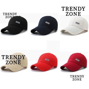 Trendyzone หมวกเบสบอล กันแดด ทรงยาว ปรับได้ สีพื้น แฟชั่นสําหรับผู้ชาย และผู้หญิง