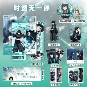 Demon Slayer/Muichiro Tokito/Tokito Muichiro สินค้า 16 ชิ้นชุดตั๋วเลเซอร์พวงกุญแจขาตั้ง Demon Slayer Photocard โพลารอยด์/gmzr