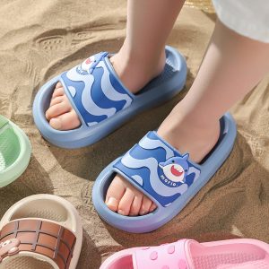 Cheerful Mario 17-25ซม 4สี Slipper เด็ก ลำลอง แฟชั่น รองเท้าแตะปลาฉลามเด็ก ใส่ในบ้าน กันลื่น รองเท้าเตะเด็ก