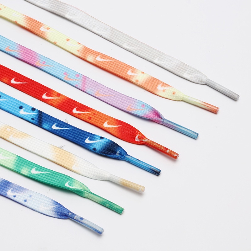 【คลังสินค้าในประเทศไทย】เชือกผูกรองเท้าผ้าใบ ยืดหยุ่น ไล่โทนสีรุ้ง 120 140 160 ซม. 1 คู่