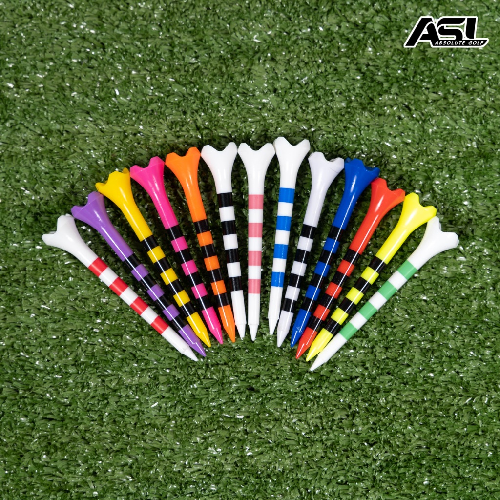 [พร้อมส่งจากไทย] Wonder Strip Tee ทีกอล์ฟพลาสติกลายแถบมหัศจรรย์ ขนาด 70mm, 83mm Pack ละ 8 ชิ้น