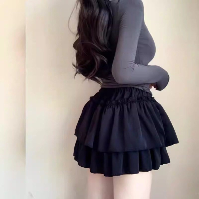 กระโปรงพลีท 2 ชั้น Lovely Lady รหัสกางเกงเอวยางยืด A203