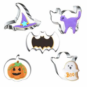 2026 เครื่องตัดคุกกี้ฮาโลวีนชุดเครื่องตัดอบสแตนเลสแม่พิมพ์ฟักทอง,ผี,หมวกแม่มด,ค้างคาว,เครื่องตัดคุกกี้แมววันหยุดตกแต่งพรรคซัพพลาย