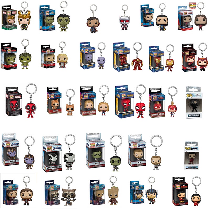 Funko pop Marvel Avengers Alliance Spider Man Iron Man Scarlet Witch nord loki hulk thor hanos พวงกุญแจ