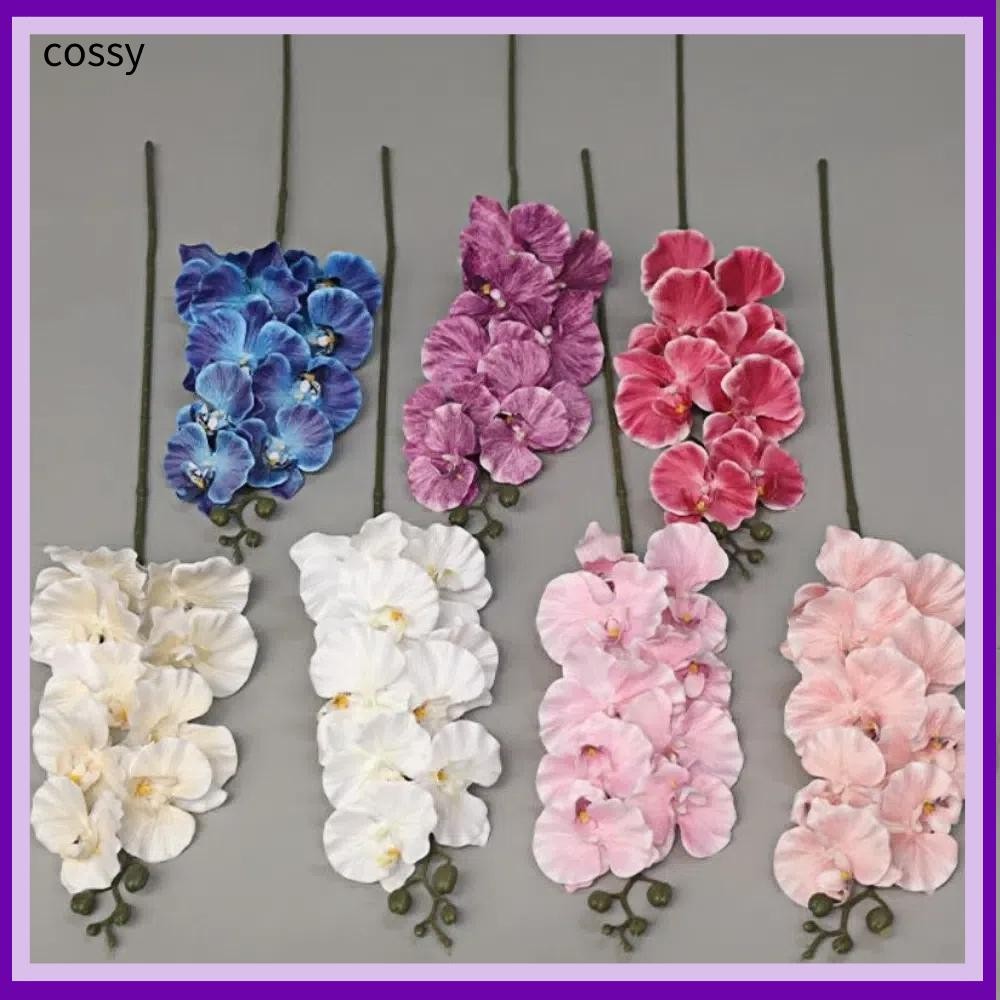 คอสซี่ ดอกไม้จําลอง,9หัว98ซมกล้วยไม้ผีเสื้อเทียม,เหมือนจริงจริงสัมผัสพืชหลายสีลวดเหล็กซับด้านในดอกไม้ ฟาแลนนอปซิส ปลอมตกแต่งบ้าน